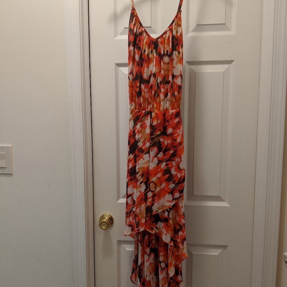 Orange maxi spaghetti strap high low